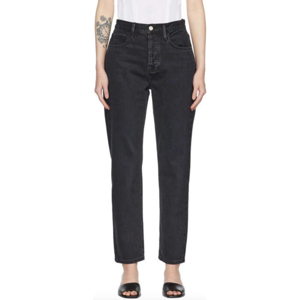 Frame Denim Le Original High Waist Straight Leg Jean Black Womens Size 23